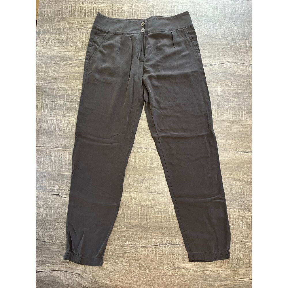 Poetry Women’s 100% Silk Joggers, Button Waist, Dark Gray, Size UK 8/US 4